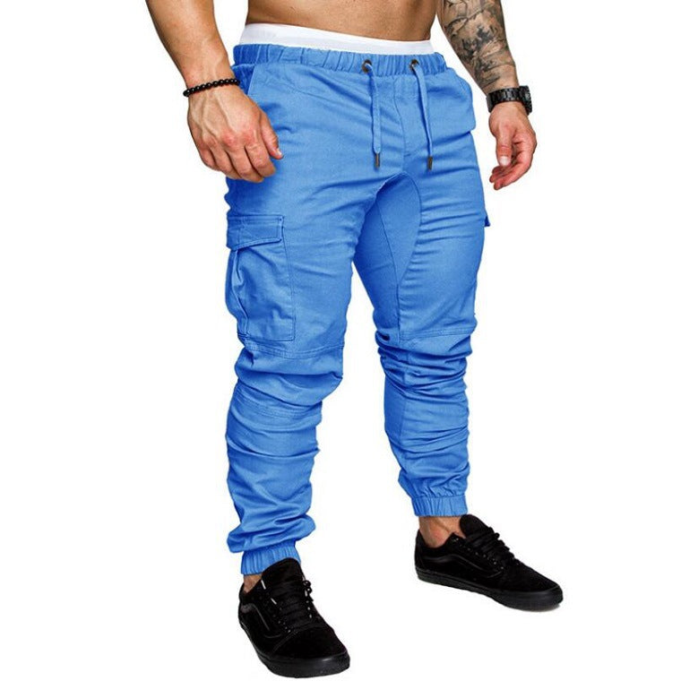 Wholesale S-4XL Men Solid Color Casual Drawstring Pants