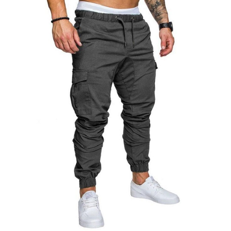 Wholesale S-4XL Men Solid Color Casual Drawstring Pants