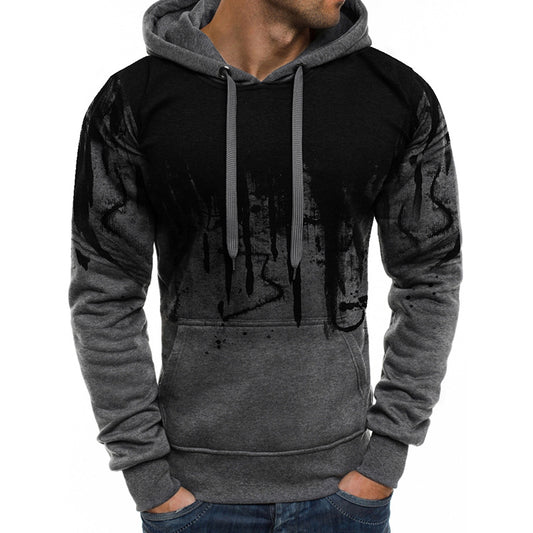 Wholesale M-3XL Men Fashion Gradient Print Long Sleeve Hoodies