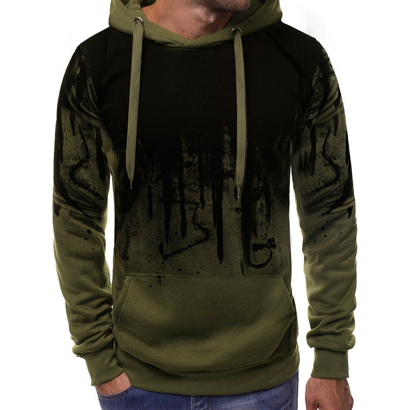 Wholesale M-3XL Men Fashion Gradient Print Long Sleeve Hoodies