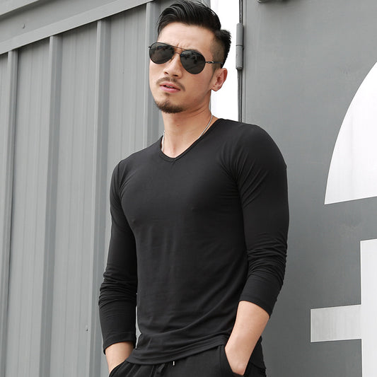 Wholesale M-3XL Men Casual Solid Color Long Sleeve T-shirts