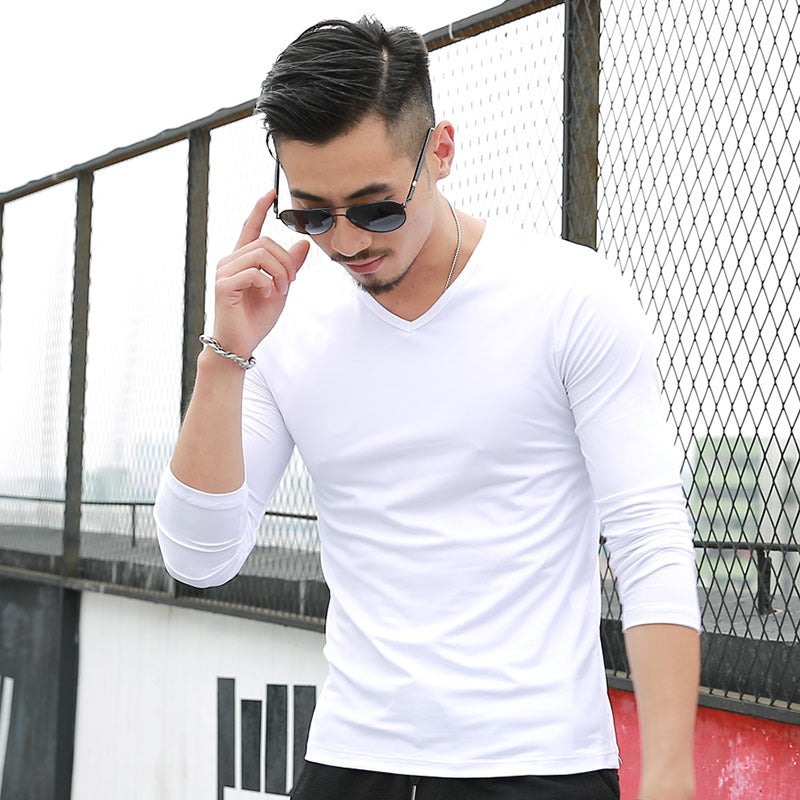 Wholesale M-3XL Men Casual Solid Color Long Sleeve T-shirts