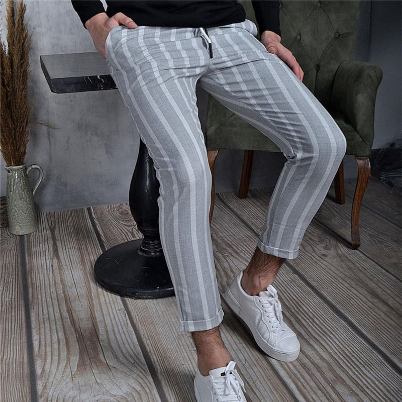 Wholesale S-3XL Men Casual Stripe Pattern Color Blocking Pants