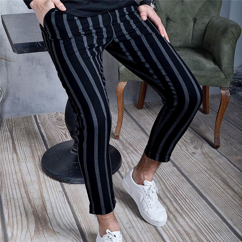 Wholesale S-3XL Men Casual Stripe Pattern Color Blocking Pants