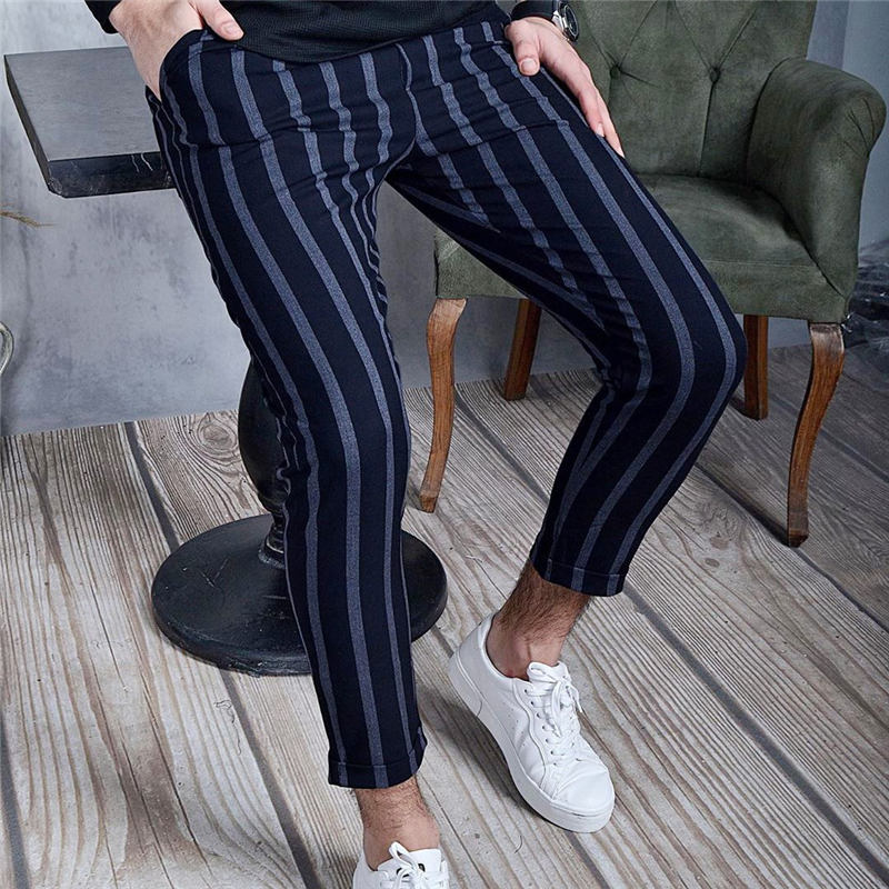 Wholesale S-3XL Men Casual Stripe Pattern Color Blocking Pants