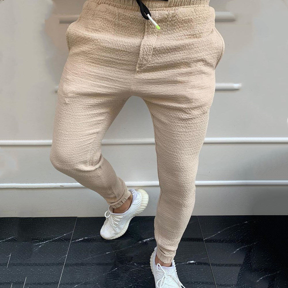 Wholesale S-3XL Men Fashion Solid Color Drawstring Tight Pants