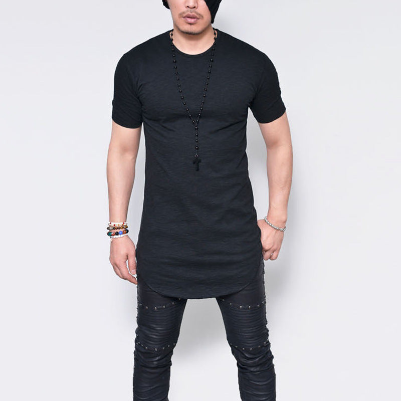 Wholesale S-5XL Men Casual Solid Color Round-neck T-shirts