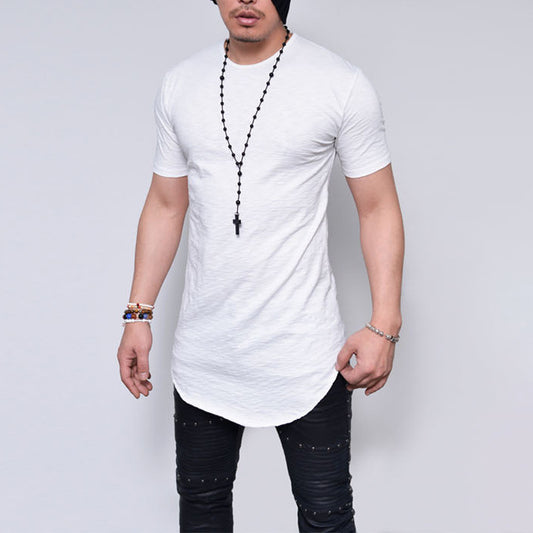 Wholesale S-5XL Men Casual Solid Color Round-neck T-shirts