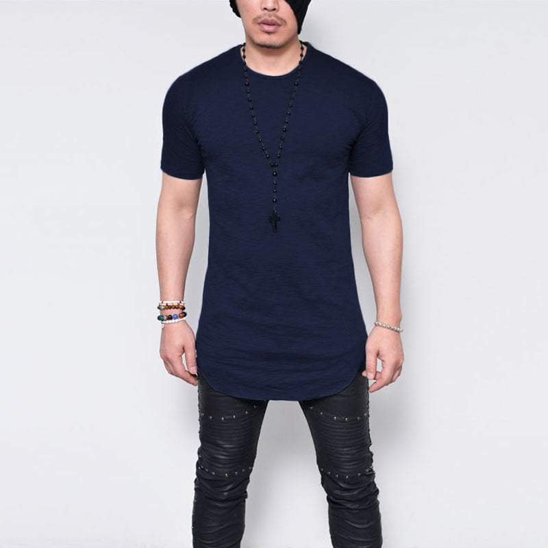 Wholesale S-5XL Men Casual Solid Color Round-neck T-shirts