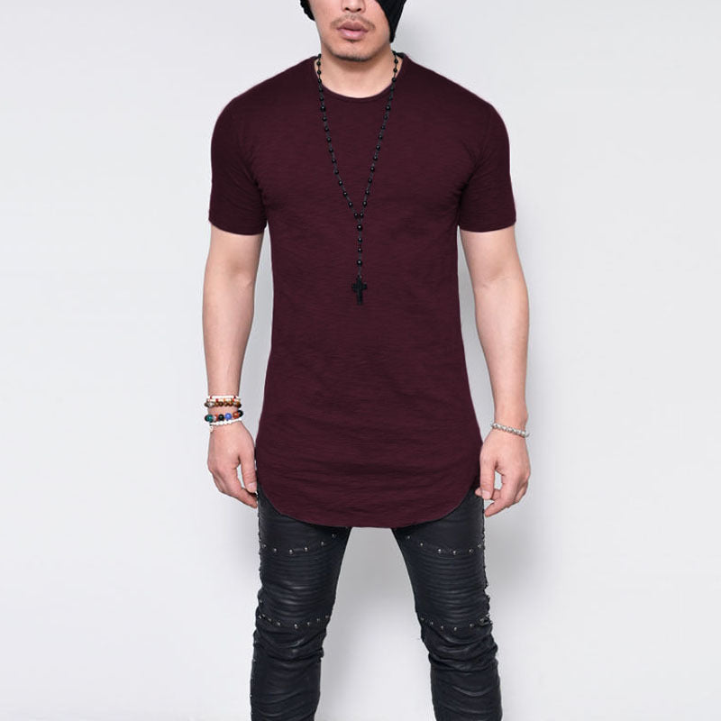 Wholesale S-5XL Men Casual Solid Color Round-neck T-shirts