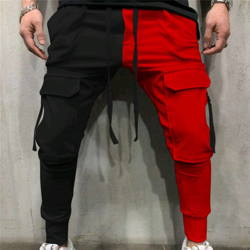 Wholesale M-3xl Men Casual Color Blocking Drawstring Waist Pants