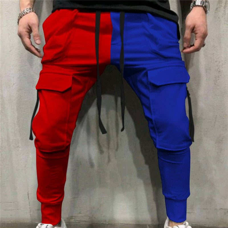 Wholesale M-3xl Men Casual Color Blocking Drawstring Waist Pants