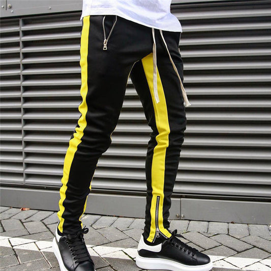 Wholesale M-2xl Men Casual Color Blocking Zipper Pants