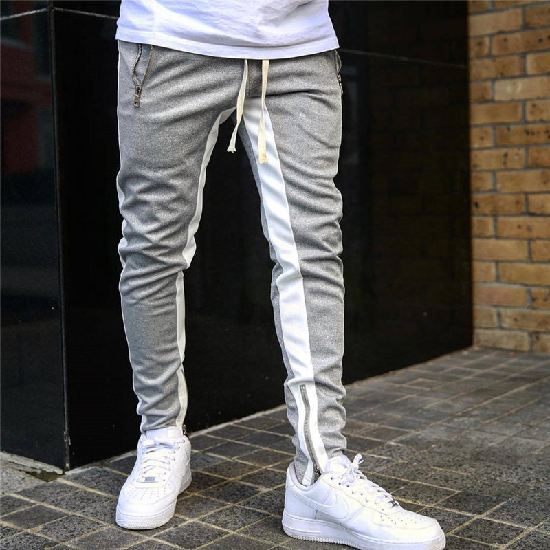 Wholesale M-2xl Men Casual Color Blocking Zipper Pants