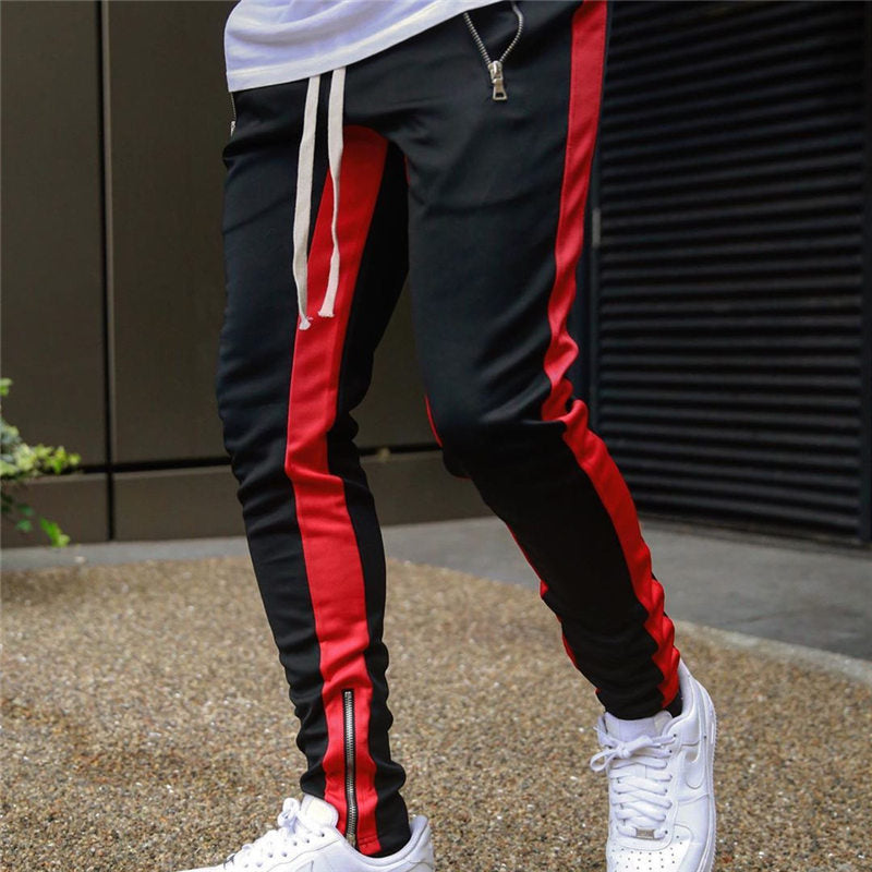 Wholesale M-2xl Men Casual Color Blocking Zipper Pants