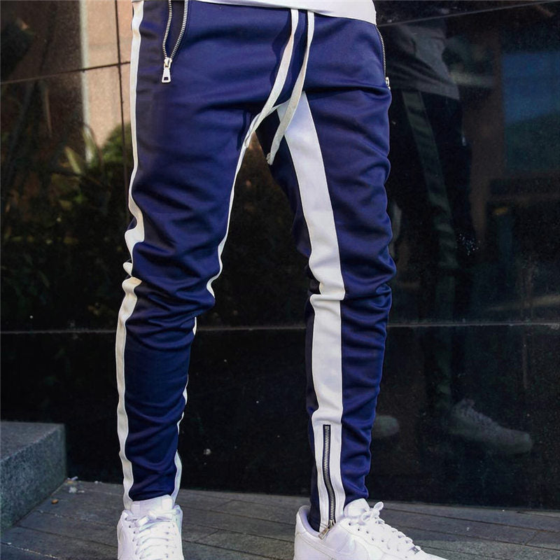 Wholesale M-2xl Men Casual Color Blocking Zipper Pants