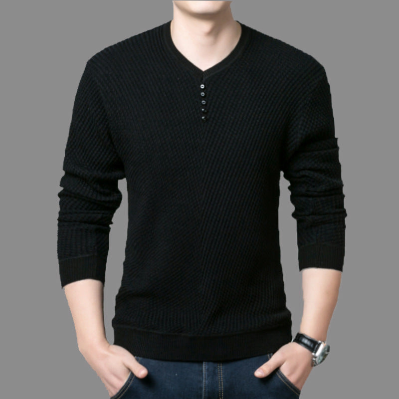 Wholesale M-4xl Men Casual Solid Color V-Neck Knit Top