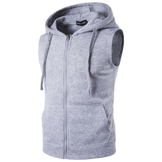 Wholesale S-2XL Men Zipper Hooded Vest