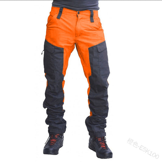 Wholesale S-3XL Men Fashion Color Blocking Multiple Pockets Pants