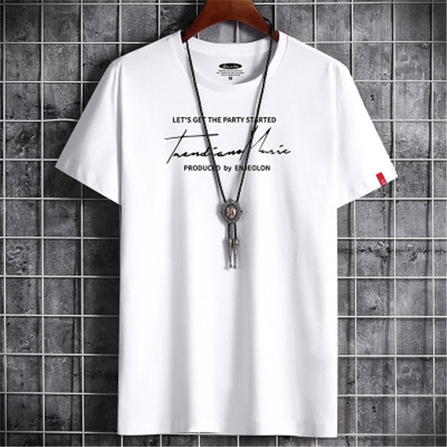 Wholesale S-6XL Men Fashion Solid Color Letter Printing Short Sleeve T-Shirt