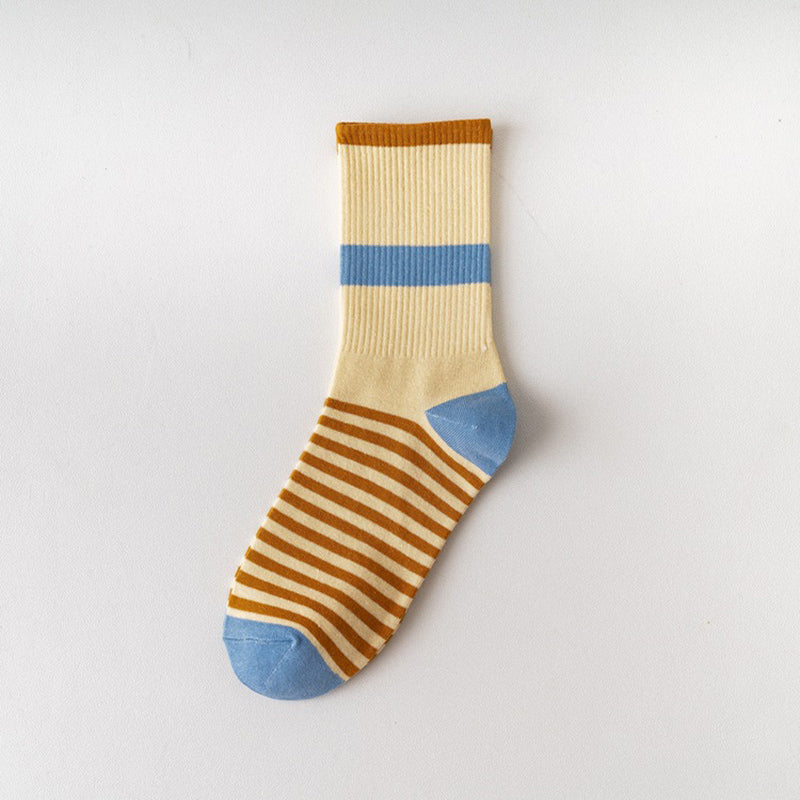 Wholesale Fashion Stripe Point Dot Printing Color Blocking Socks