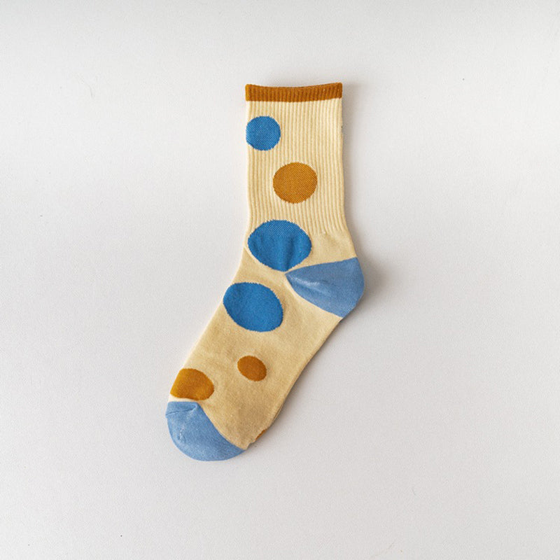 Wholesale Fashion Stripe Point Dot Printing Color Blocking Socks