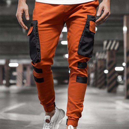 Wholesale M-3XL Men Fashion Stitching Multi-Pocket Jogger Pants