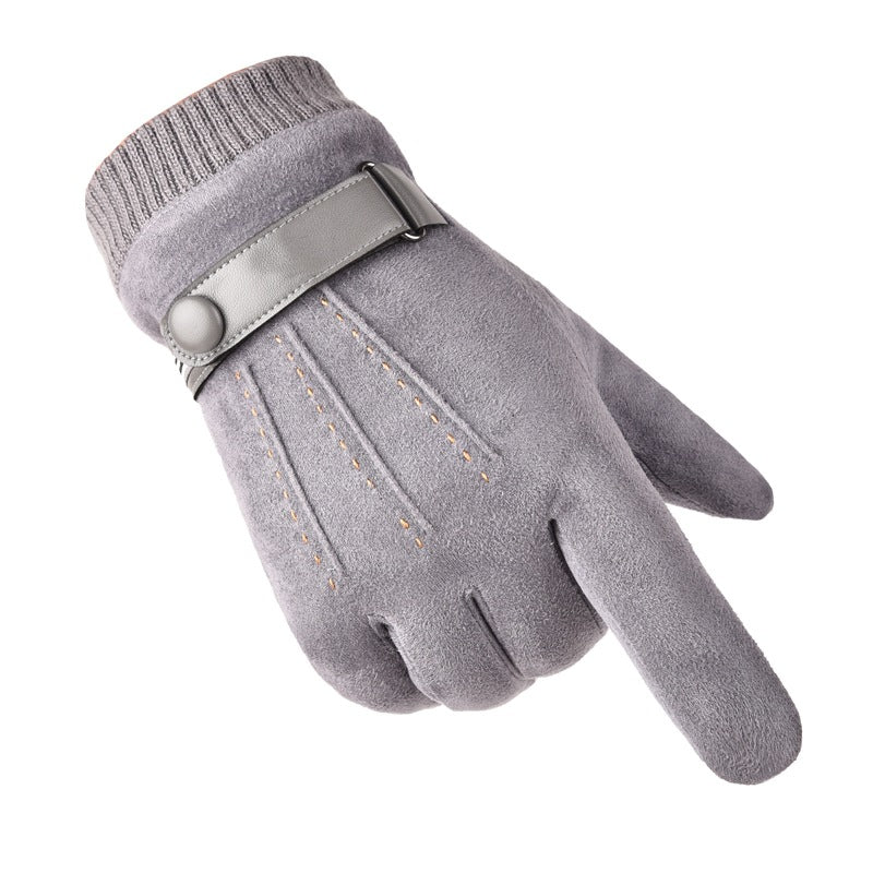 Wholesale Men Winter Suede Warm Finger Touch Screen Gloves