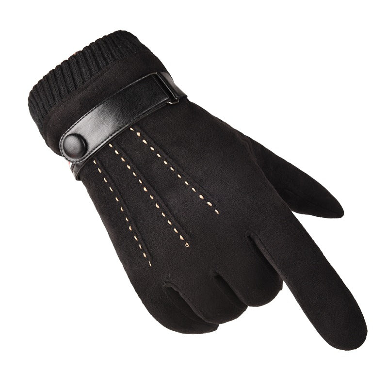 Wholesale Men Winter Suede Warm Finger Touch Screen Gloves