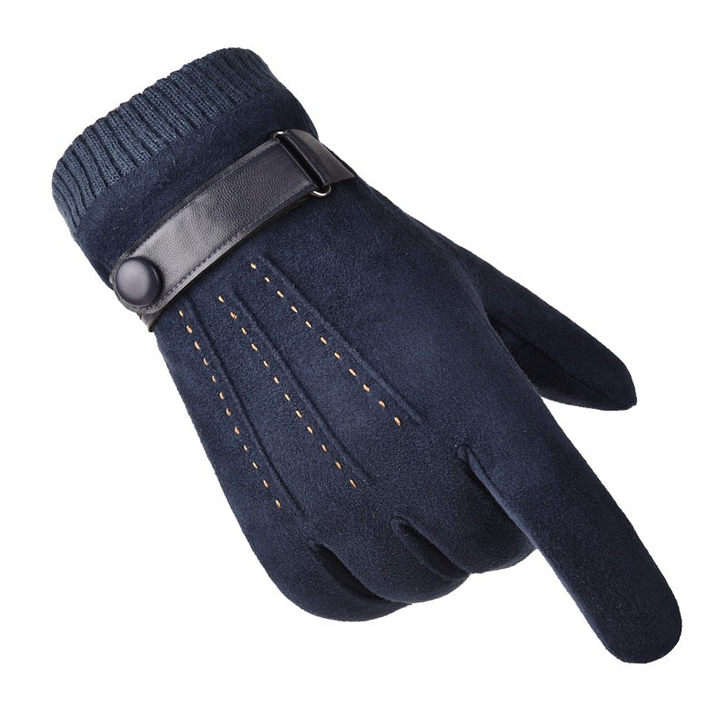 Wholesale Men Winter Suede Warm Finger Touch Screen Gloves