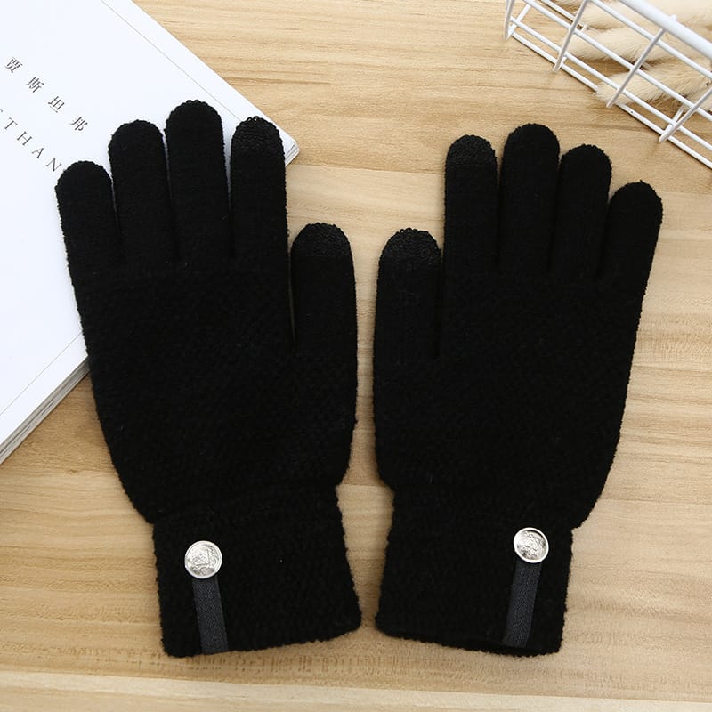 Wholesale Men Fashion Button Decoration Thickened Knitted Gloves