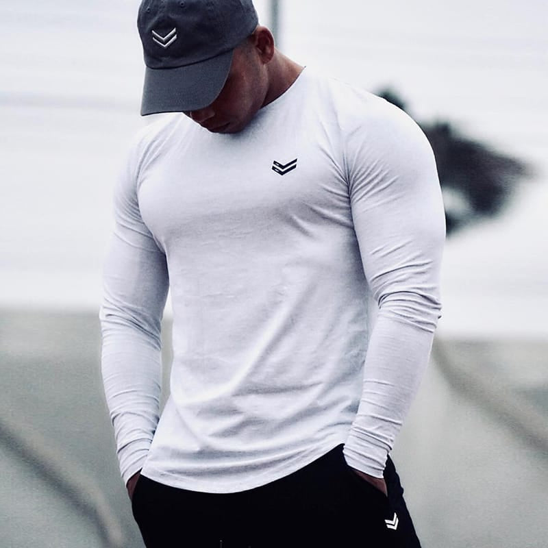 Wholesale M-3XL Men Fashion Round Neck Long Sleeve Sports Top