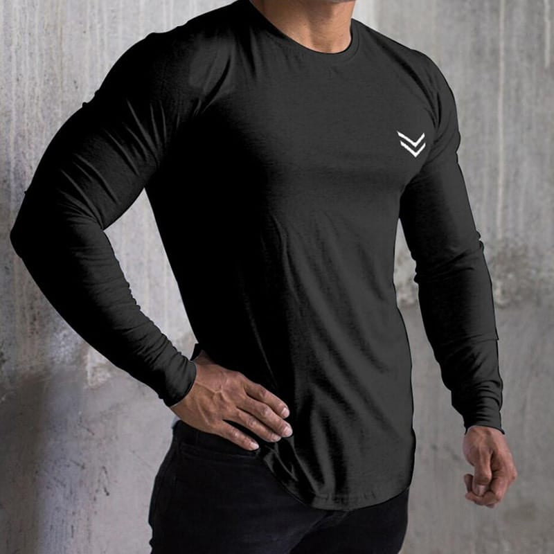 Wholesale M-3XL Men Fashion Round Neck Long Sleeve Sports Top