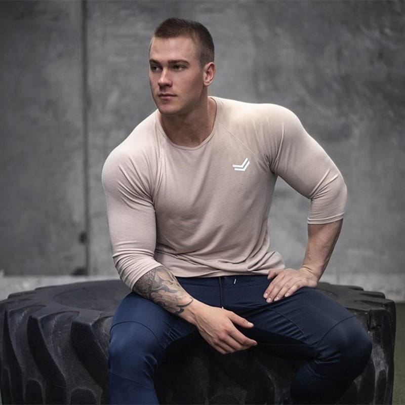 Wholesale M-3XL Men Fashion Round Neck Long Sleeve Sports Top