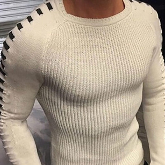 Wholesale S-3XL Men Fashion Color Matching Round Neck Long Sleeve Sweater