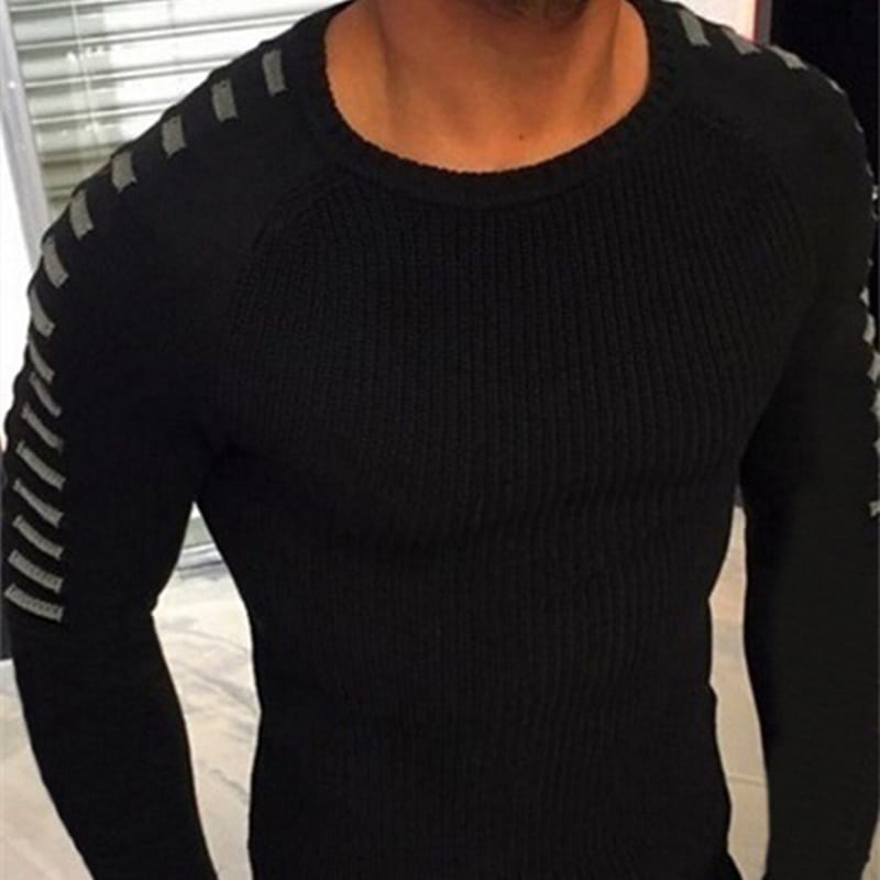 Wholesale S-3XL Men Fashion Color Matching Round Neck Long Sleeve Sweater