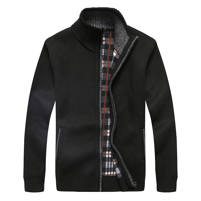 Wholesale M-3XL Men Fashion Zipper Stand Collar Long Sleeves Knitwear Coat