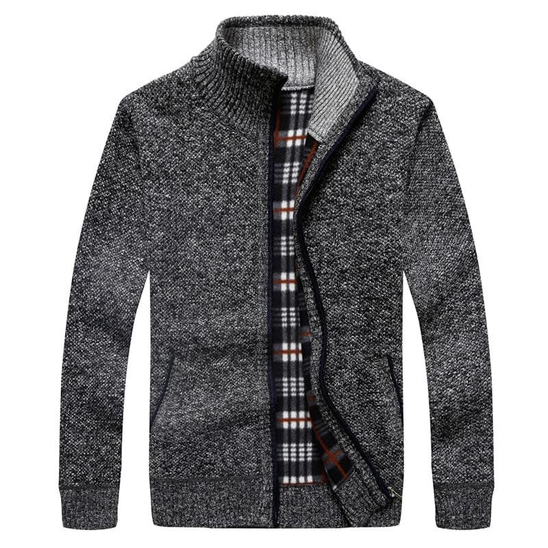 Wholesale M-3XL Men Fashion Zipper Stand Collar Long Sleeves Knitwear Coat