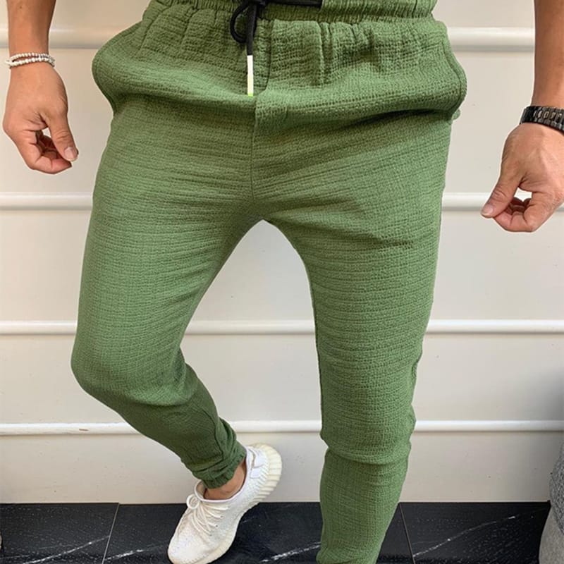 Wholesale S-3XL Men Fashion Solid Color Drawsting Waist Slim Pants