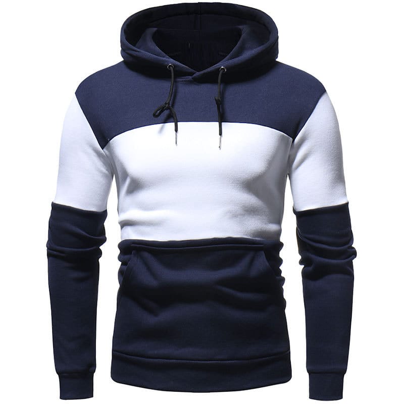 Wholesale M-3XL Men Fashion Color Matching Long Sleeve Hoodie