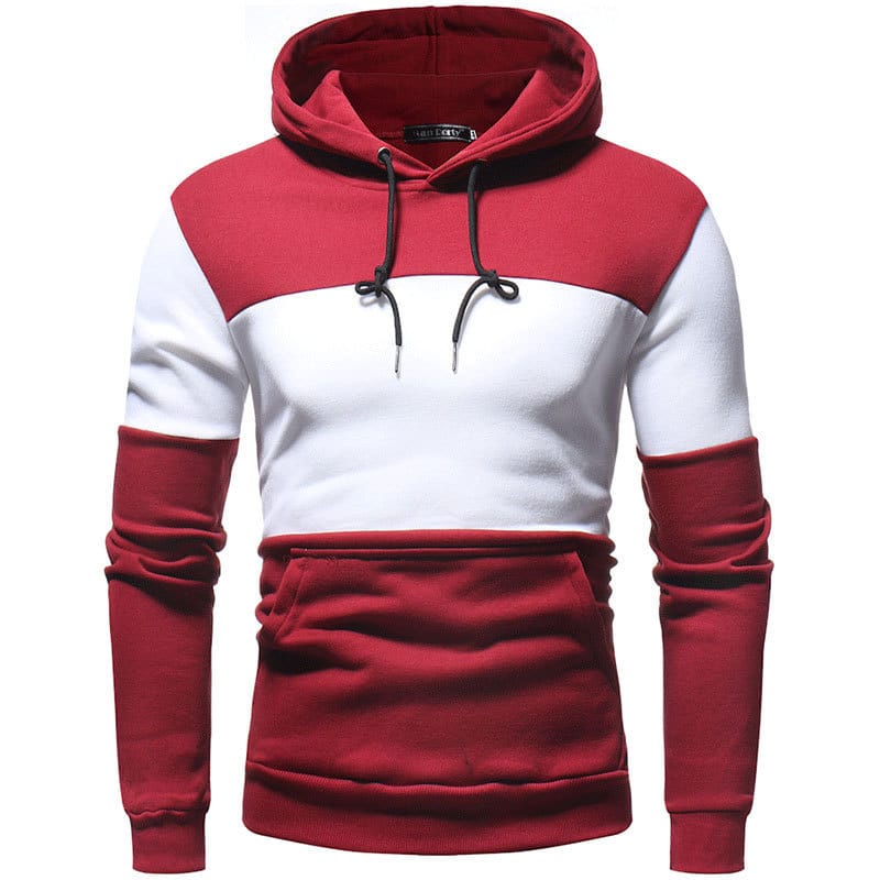 Wholesale M-3XL Men Fashion Color Matching Long Sleeve Hoodie