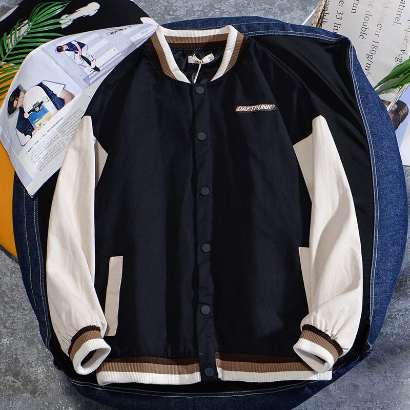 Wholesale S-3XL Men Fashion Contrast Color Single-Breasted Long-Sleeved Jacket