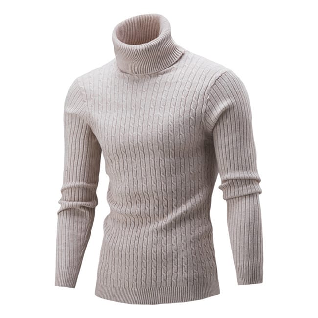 Wholesale M-3XL Men Fashion Solid Color Turtle Neck Long Sleeve Knitwear