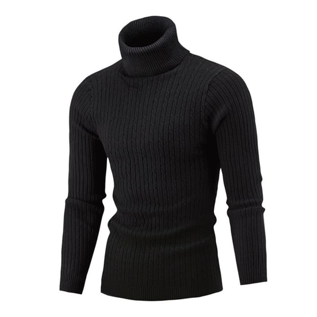 Wholesale M-3XL Men Fashion Solid Color Turtle Neck Long Sleeve Knitwear