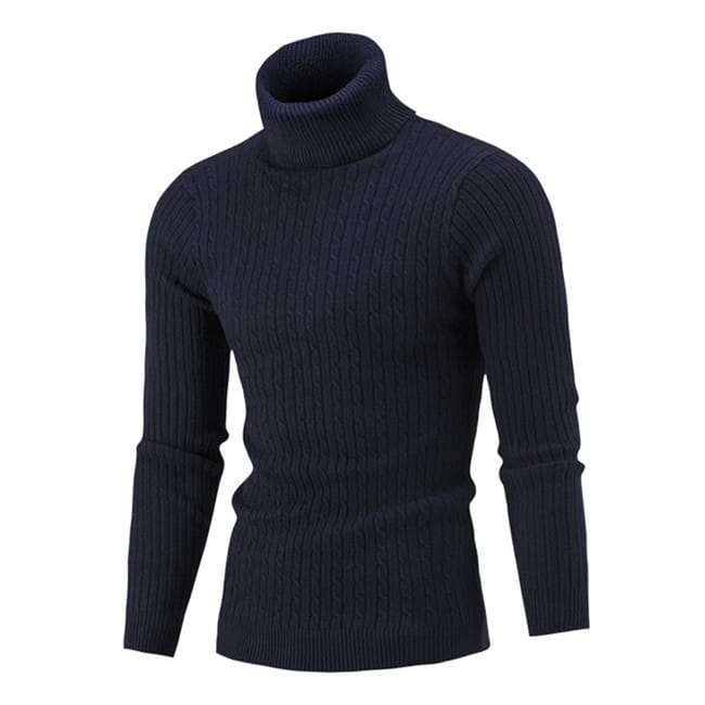 Wholesale M-3XL Men Fashion Solid Color Turtle Neck Long Sleeve Knitwear