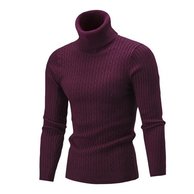 Wholesale M-3XL Men Fashion Solid Color Turtle Neck Long Sleeve Knitwear