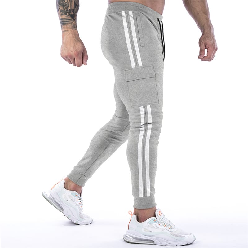 Wholesale XS-2XL Men Fashion Drawstring Waist Striped Skinny Pants