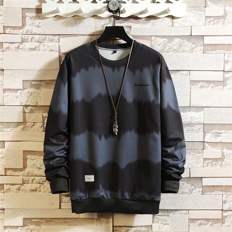 Wholesale M-5XL Men Fashion Tie-dye Stripe Color Blocking Long Sleeve Sweatshirt