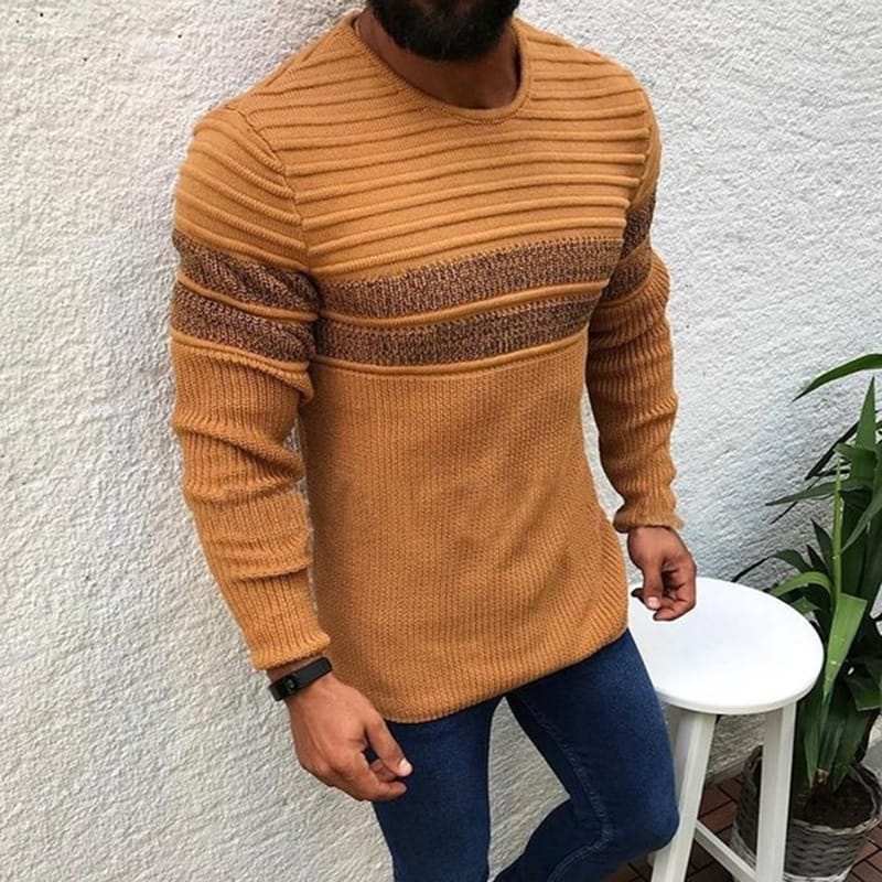 Wholesale S-XL Men Fashion Stripe Round Neck Knitwear