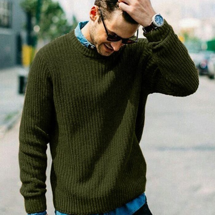 Wholesale S-3XL Men Round Neck Solid Color Knitwear